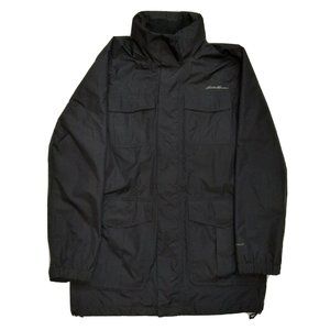 Eddie Bauer Weatheredge Jacket Waterproof Rain Wind Hooded Black Full Zip Mens M
